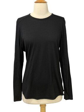 Segments Women's Merino Wool Top Black Long Sleeve Round Neck Base Layer Size M